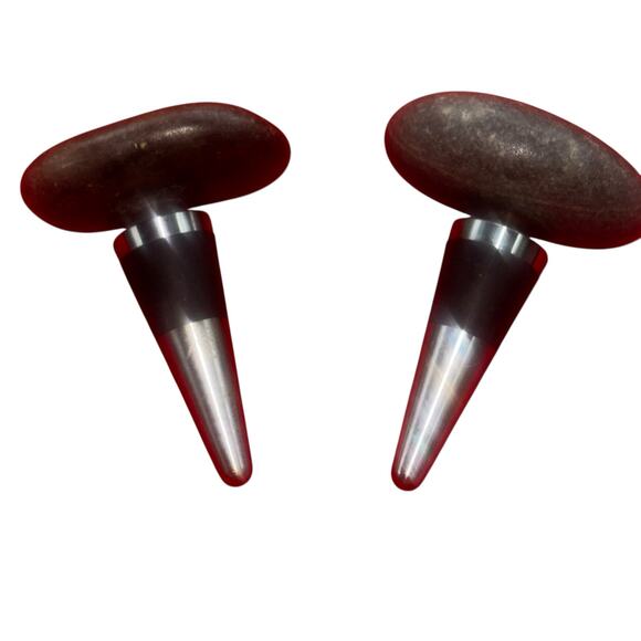 Pair of Natural Stone Wine Stoppers Handcrafted by Sea Stones 2003 New England - Picture 7 of 7